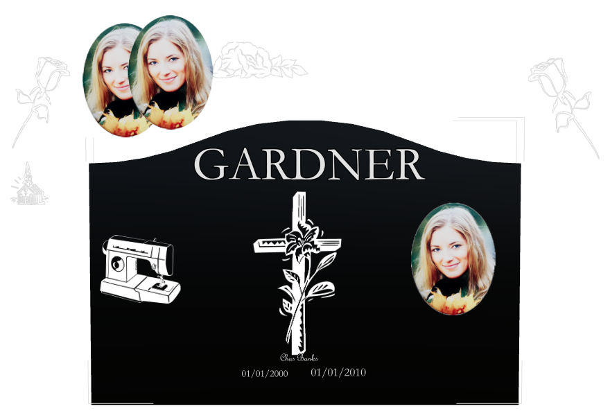 Religious Memorial Laser-Etched Black Granite Headstone design preview
