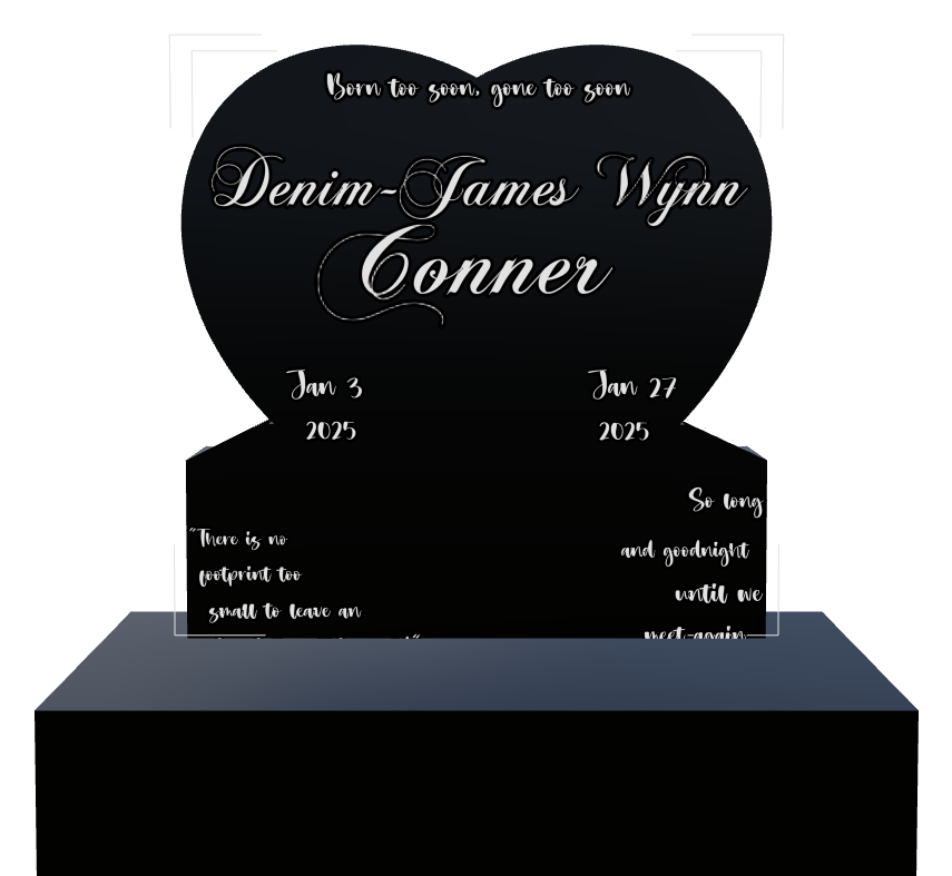 Son Memorial Laser-Etched Black Granite Headstone design preview