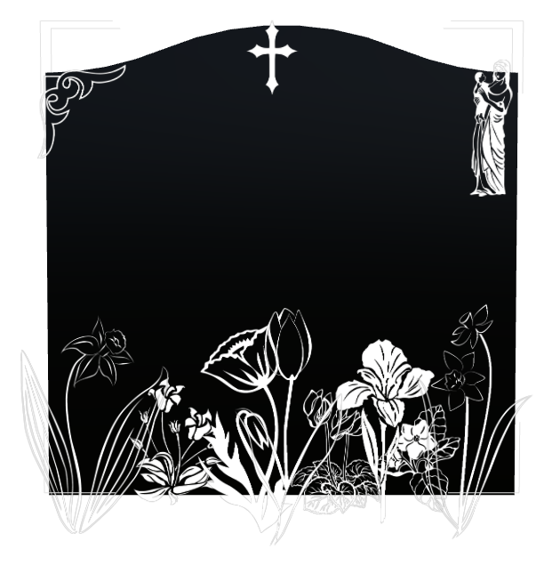 Memorial Laser-Etched Black Granite Headstone design preview