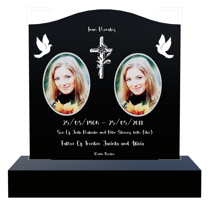 Father Memorial Laser-Etched Black Granite Headstone design preview