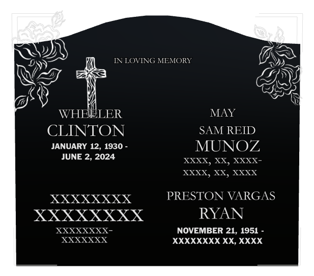 In Loving Memory Laser-Etched Black Granite Headstone design preview