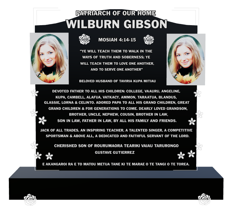 Husband Memorial Laser-Etched Black Granite Headstone design preview