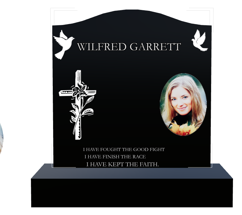 Religious Memorial Laser-Etched Black Granite Headstone design preview