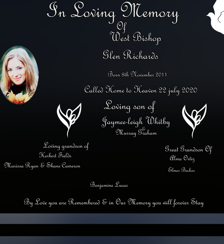 Son Memorial Laser-Etched Black Granite Monument design preview