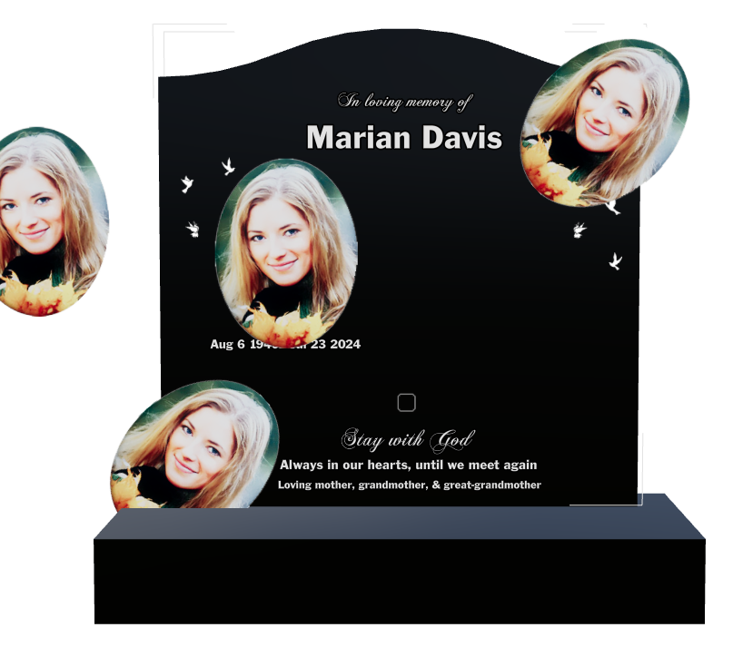 Mother Memorial Laser-Etched Black Granite Headstone design preview