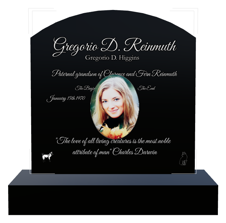 Memorial Laser-Etched Black Granite Headstone design preview