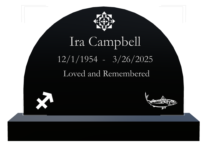 Memorial Laser-Etched Black Granite Headstone design preview