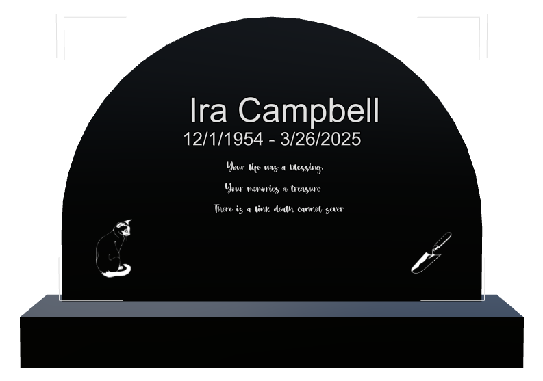 Memorial Laser-Etched Black Granite Headstone design preview