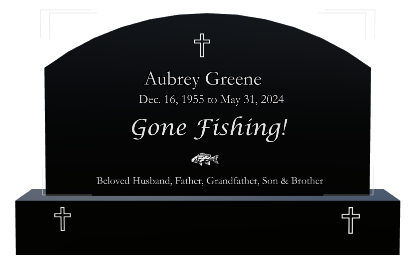 Husband Memorial Laser-Etched Black Granite Headstone design preview