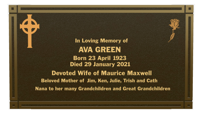 Wife Memorial Bronze Plaque design preview