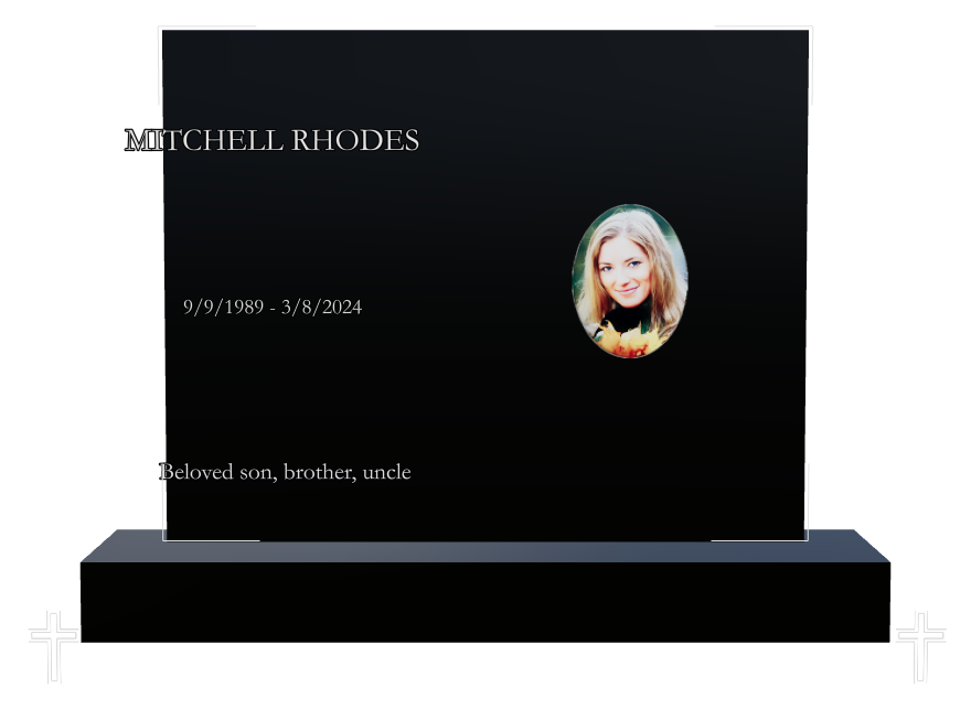 Son Memorial Laser-Etched Black Granite Headstone design preview