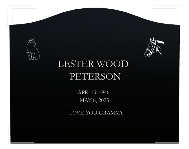 Memorial Laser-Etched Black Granite Headstone design preview