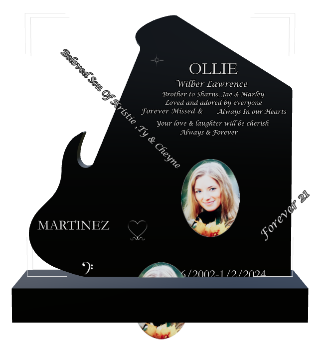 Son Memorial Laser-Etched Black Granite Headstone design preview
