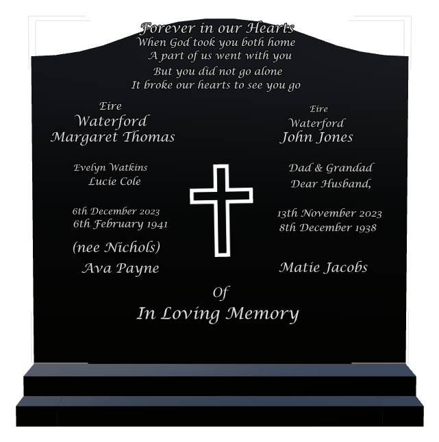 Wife Memorial Laser-Etched Black Granite Headstone design preview
