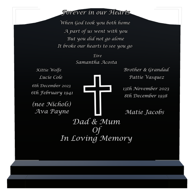 Wife Memorial Laser-Etched Black Granite Headstone design preview