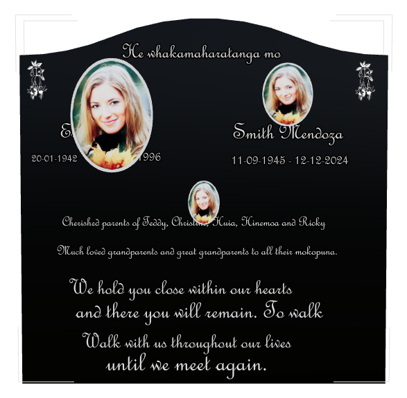 Memorial Laser-Etched Black Granite Headstone design preview