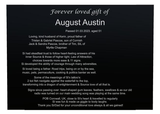 Biblical Memorial Laser-Etched Colour Plaque design preview