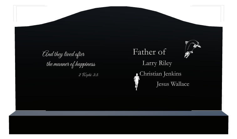 Father Memorial Laser-Etched Black Granite Headstone design preview