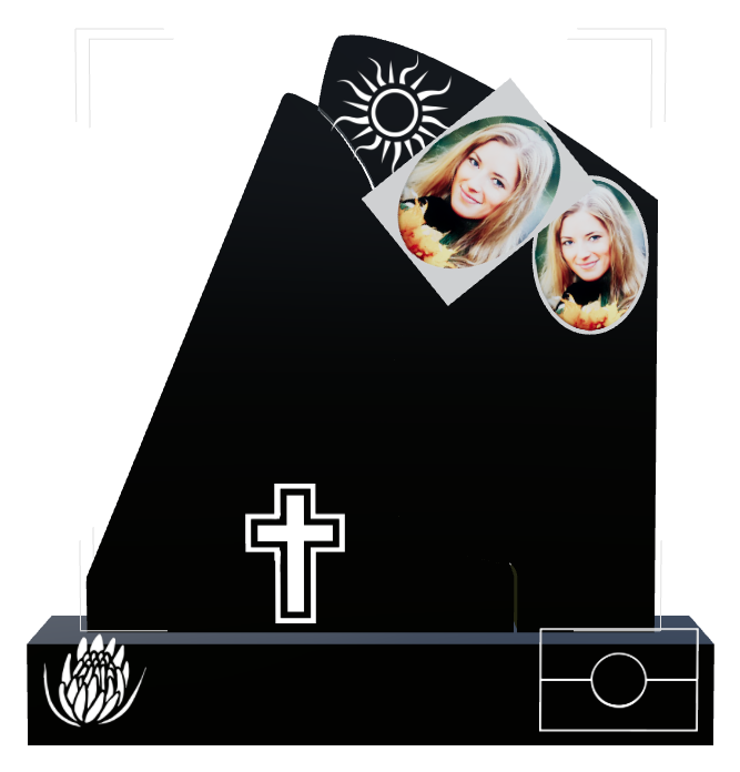 Memorial Laser-Etched Black Granite Headstone design preview