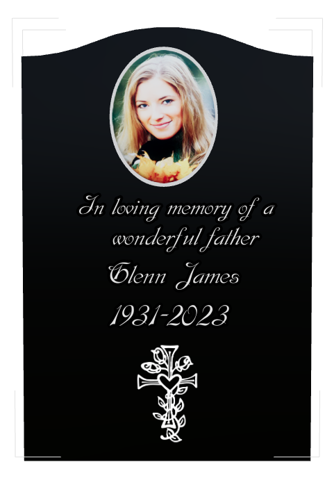 Father Memorial Laser-Etched Black Granite Headstone design preview