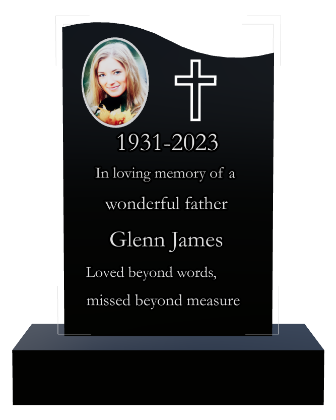 Father Memorial Laser-Etched Black Granite Headstone design preview