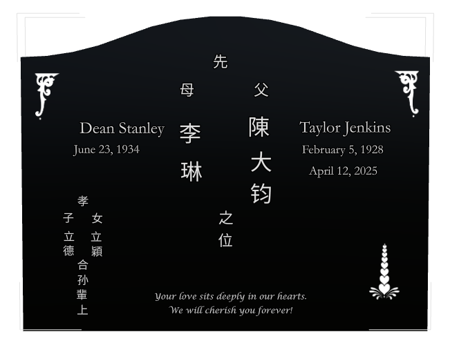 In Loving Memory Laser-Etched Black Granite Headstone design preview