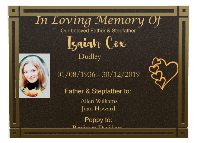 Father Memorial Bronze Plaque design preview
