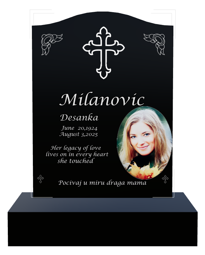 Mother Memorial Laser-Etched Black Granite Headstone design preview