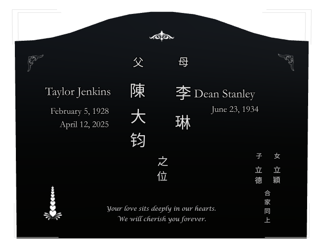 In Loving Memory Laser-Etched Black Granite Headstone design preview