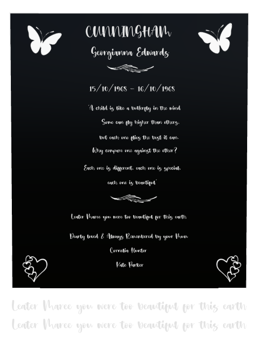 Mother Memorial Laser-Etched Colour Plaque design preview