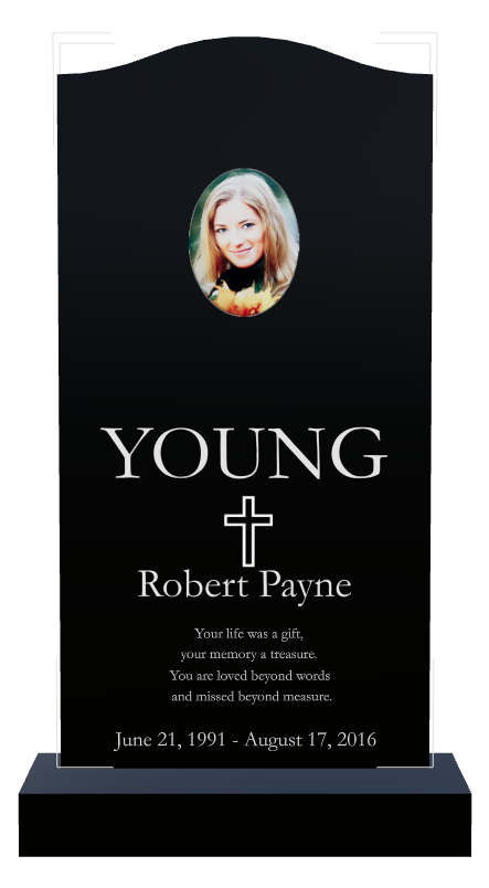 Biblical Memorial Laser-Etched Black Granite Headstone design preview