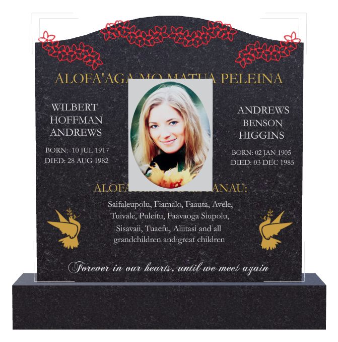 Floral Memorial Traditional Engraved Headstone design preview