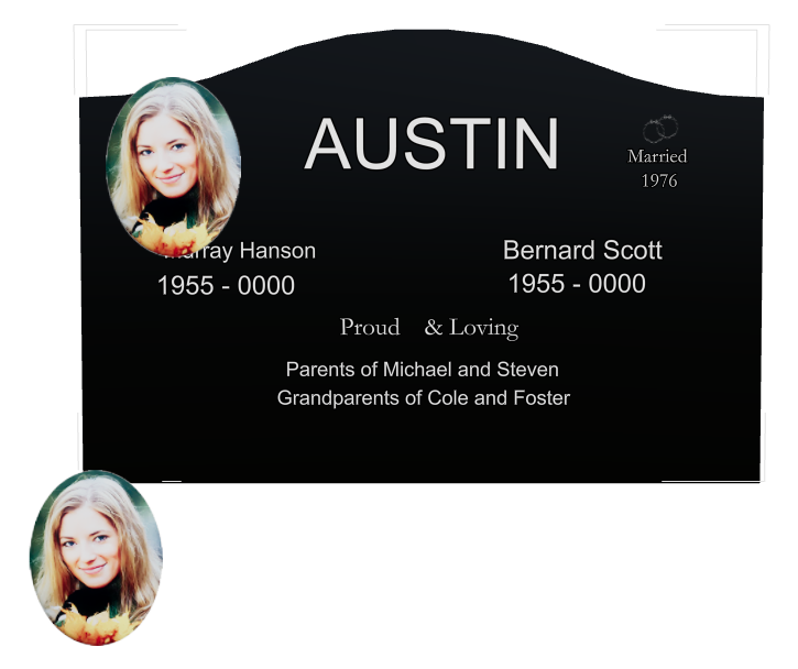 Memorial Laser-Etched Black Granite Headstone design preview