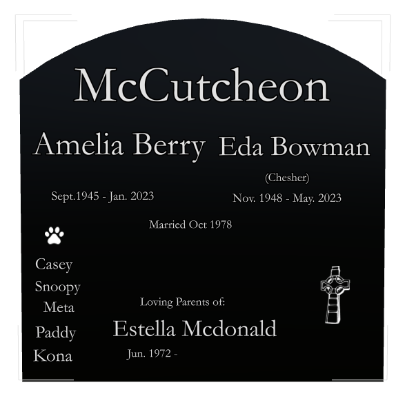 Memorial Laser-Etched Black Granite Headstone design preview