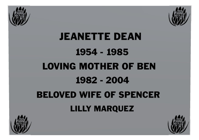 Wife Memorial Stainless Steel Plaque design preview