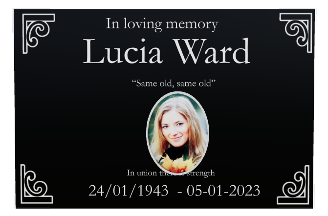 In Loving Memory Laser-Etched Colour Plaque design preview