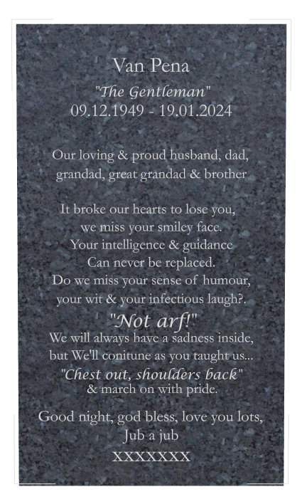 Father Memorial Traditional Engraved Headstone design preview