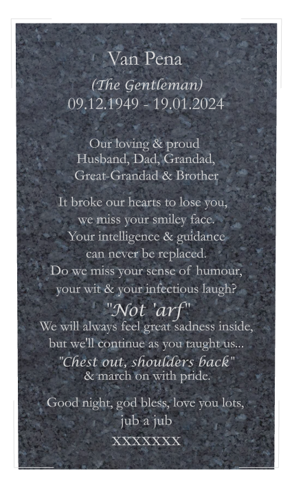 Father Memorial Traditional Engraved Headstone design preview