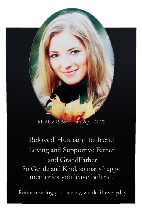 Husband Memorial Laser-Etched Colour Plaque design preview