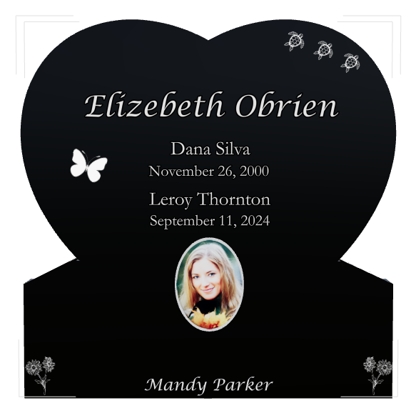 Butterfly Memorial Laser-Etched Black Granite Headstone design preview