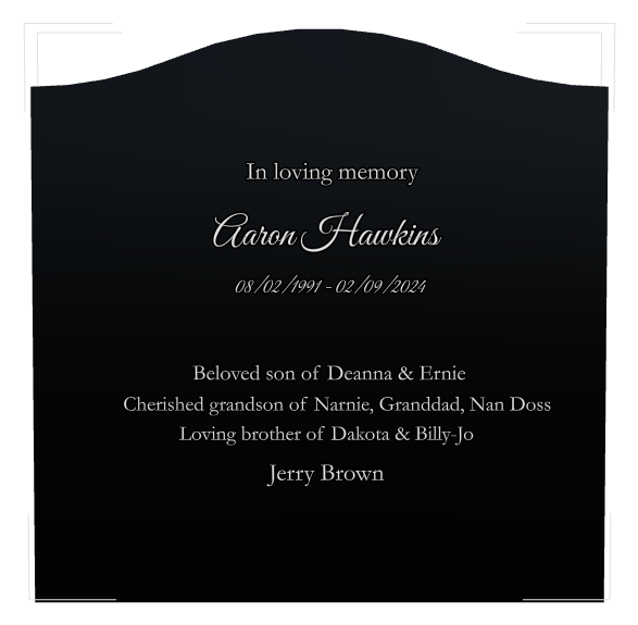 Son Memorial Laser-Etched Black Granite Headstone design preview