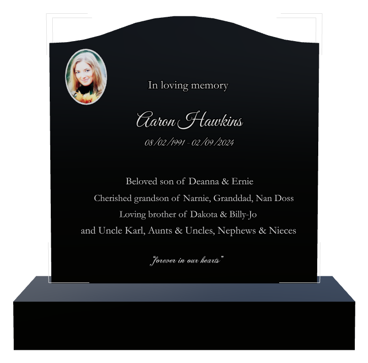Son Memorial Laser-Etched Black Granite Headstone design preview