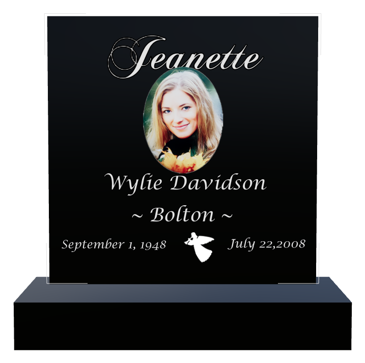 Religious Memorial Laser-Etched Black Granite Headstone design preview