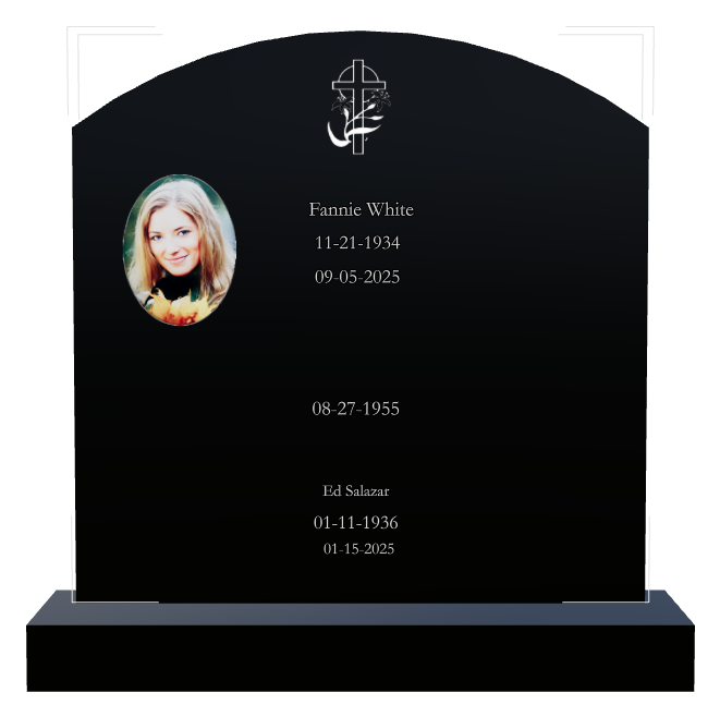Memorial Laser-Etched Black Granite Headstone design preview