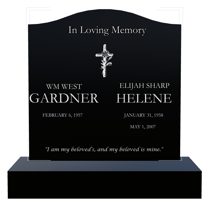In Loving Memory Laser-Etched Black Granite Headstone design preview
