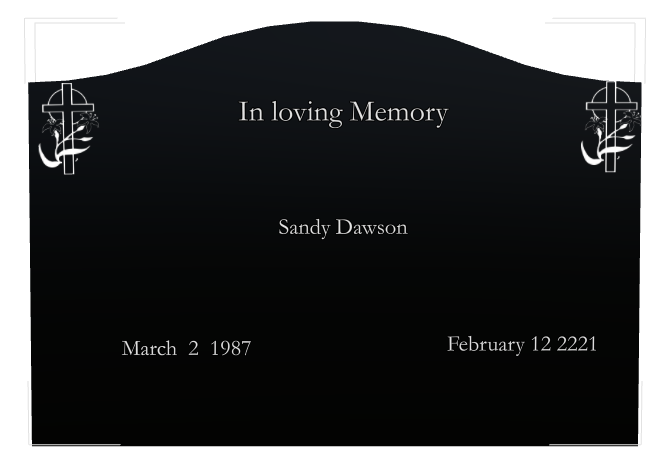 In Loving Memory Laser-Etched Black Granite Headstone design preview